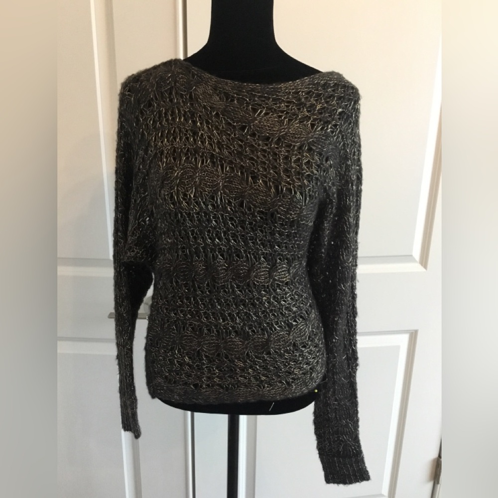 Knitted black and gold thread metallic pull on sweater. Jessica Simpson